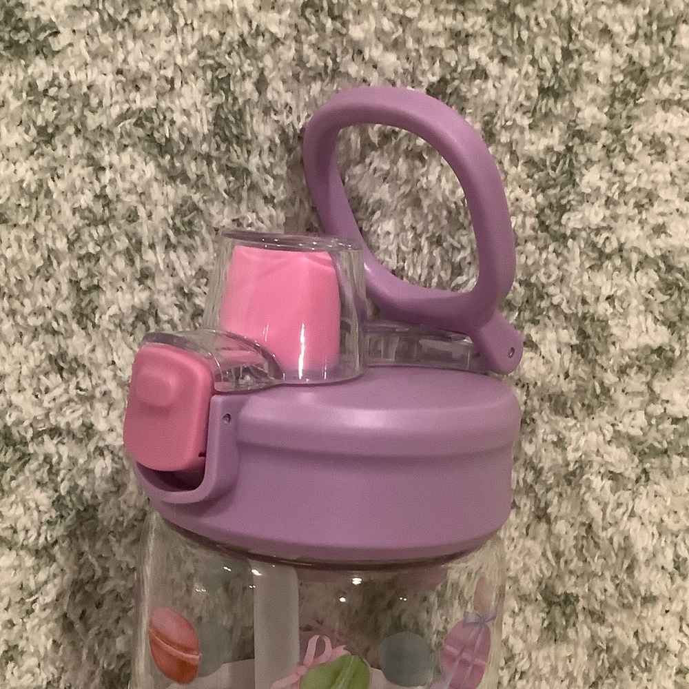 Valentines Day Pastel Macaroons Glass Leak-Proof Water Bottle Manna 32 oz NWT - Picture 4 of 16